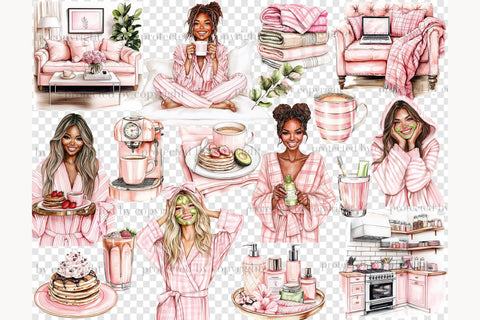 Morning Routine Clipart | Self Care Graphics SVG GlamArtZhanna 