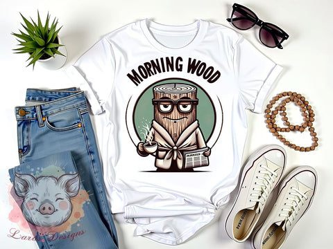 Morning Wood, Funny PNG, Sublimation Design, Humor Graphic, Gift for Him, Coffee Lover, Rustic Decor, Adult Humor Sublimation Lara' s Designs 