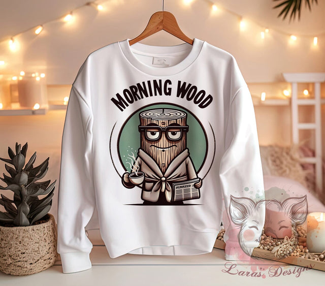 Morning Wood, Funny PNG, Sublimation Design, Humor Graphic, Gift for Him, Coffee Lover, Rustic Decor, Adult Humor Sublimation Lara' s Designs 