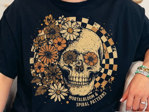 Mortal Bloom Skull PNG, Floral Gothic Skull Design SVG DesignDestine 
