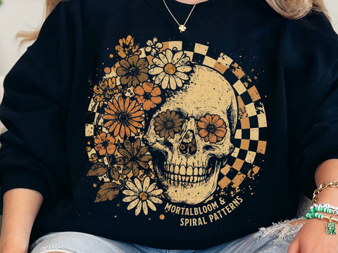 Mortal Bloom Skull PNG, Floral Gothic Skull Design SVG DesignDestine 
