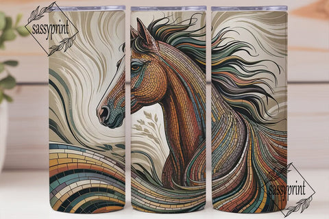 Mosaic Horse 20oz Tumbler Wrap Sublimation sassyprint 
