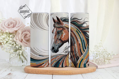 Mosaic Horse 20oz Tumbler Wrap Sublimation sassyprint 
