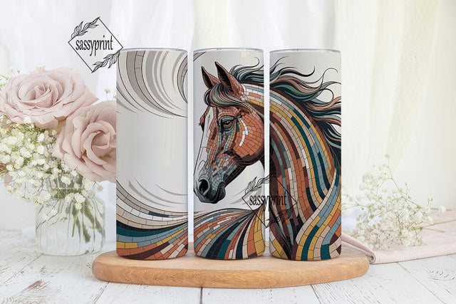 Mosaic Horse 20oz Tumbler Wrap Sublimation sassyprint 