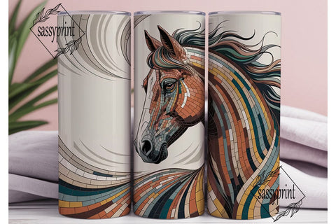 Mosaic Horse 20oz Tumbler Wrap Sublimation sassyprint 