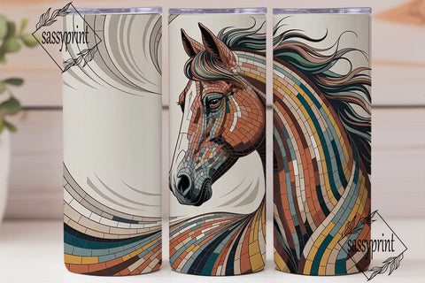 Mosaic Horse 20oz Tumbler Wrap Sublimation sassyprint 