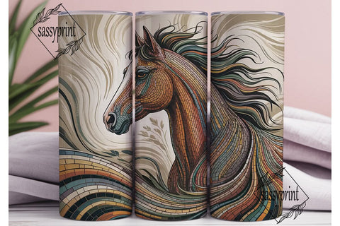 Mosaic Horse 20oz Tumbler Wrap Sublimation sassyprint 