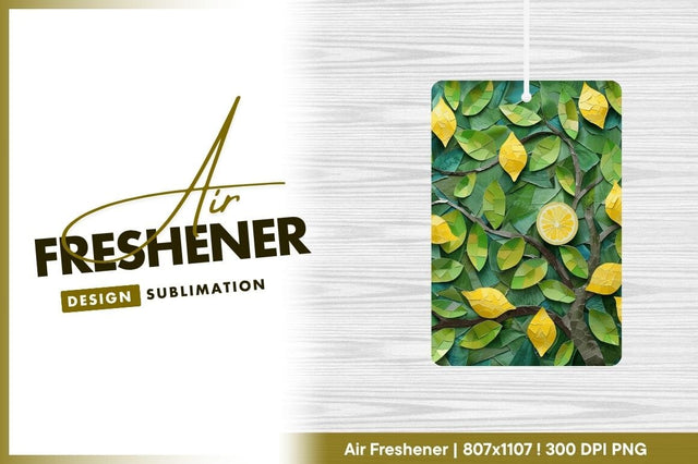 Mosaic Lemon Tree with Yellow Lemons Green Leaves and a Lemon Slice Sublimation Regulrcrative 