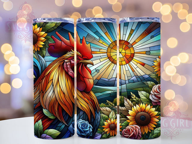 Mosaic Rooster Farmhouse Tumbler Wrap, Mosaic Chicken Design, Colorful Rooster Art, Country Life Cup, Farm Animal Gift, Stained Glass Wrap, Farmhouse Sublimation Sublimation SvggirlplusArt 
