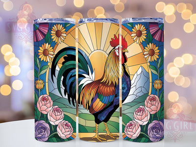 Mosaic Rooster Farmhouse Tumbler Wrap, Mosaic Chicken Design, Colorful Rooster Art, Country Life Cup, Farm Animal Gift, Stained Glass Wrap, Farmhouse Sublimation Sublimation SvggirlplusArt 