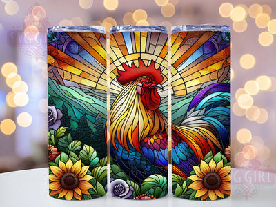 Mosaic Rooster Farmhouse Tumbler Wrap, Mosaic Chicken Design, Colorful Rooster Art, Country Life Cup, Farm Animal Gift, Stained Glass Wrap, Farmhouse Sublimation Sublimation SvggirlplusArt 