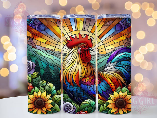Mosaic Rooster Farmhouse Tumbler Wrap, Mosaic Chicken Design, Colorful Rooster Art, Country Life Cup, Farm Animal Gift, Stained Glass Wrap, Farmhouse Sublimation Sublimation SvggirlplusArt 