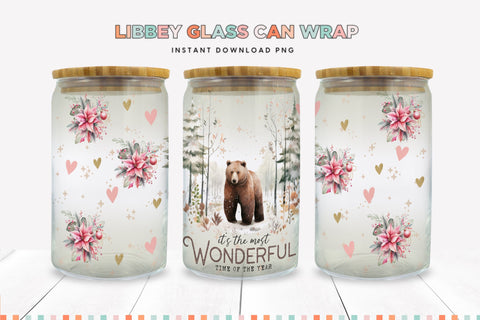 Most Wonderful Time Christmas Libbey Can Sublimation Wrap Sublimation BijouBay 