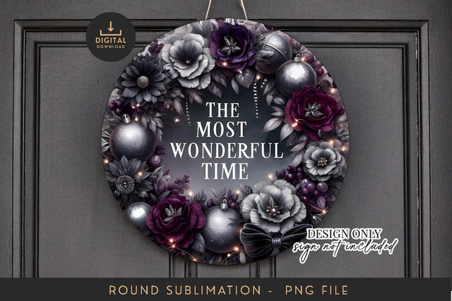 Most Wonderful Time Sublimation PNG - Round Moody Floral Sublimation BijouBay 