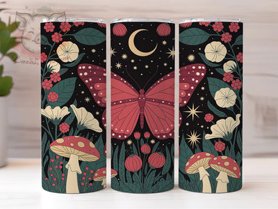 Moth Floral Gothic Dark Academia Tumbler, Dark Academia Cup Wrap, Botanical 20Oz Sublimation, Vintage Moth Drinkware, Gothic Floral Tumbler, Nature Inspired Mug, Aesthetic Botanical Cup Sublimation Lara' s Designs 