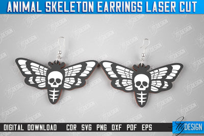 Moth Skeleton Earrings | Halloween Earrings | Jewelry Design | Bijoux Design | CNC Files SVG Fly Design 