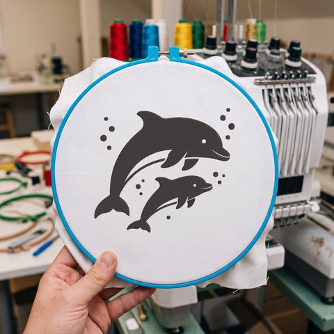 Mother and Baby Dolphins Embroidery Design – Dolphin Family Ocean Animal Machine Embroidery File Embroidery/Applique DESIGNS PatternFeed8 