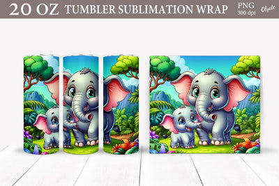 Mother and Baby Elefant Sublimation PNG. Mother Day Tumbler PNG Sublimation Olga Terlyanskaya 