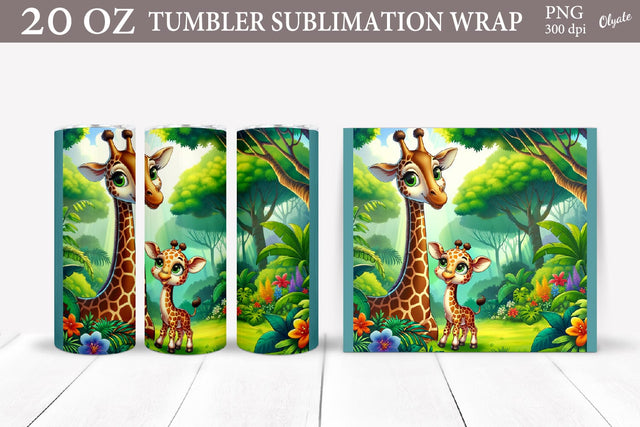 Mother and Baby Giraffe PNG. Mother Day Tumbler Wrap PNG Sublimation Olga Terlyanskaya 