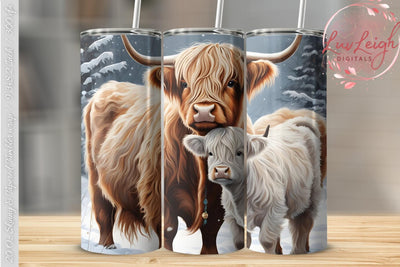 Mother and Baby Highland Cow Tumbler wrap Sublimation Luvleigh Digitals 