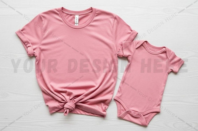 Mother and baby matching pink t-shirt set Mock Up Photo Regulrcrative 
