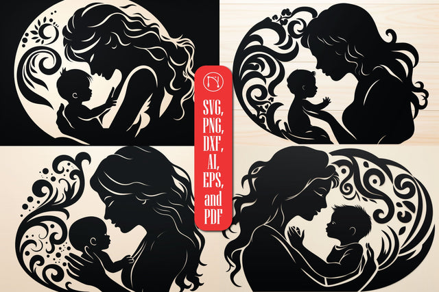 Mother and Baby Silhouette SVG Bundle SVG MD JOYNAL ABDIN 