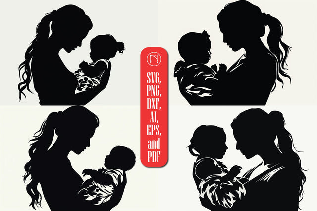 Mother and Baby Silhouette SVG Bundle SVG MD JOYNAL ABDIN 