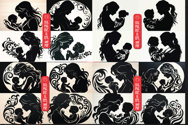 Mother and Baby Silhouette SVG Bundle SVG MD JOYNAL ABDIN 