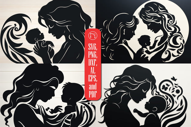 Mother and Baby Silhouette SVG Bundle SVG MD JOYNAL ABDIN 
