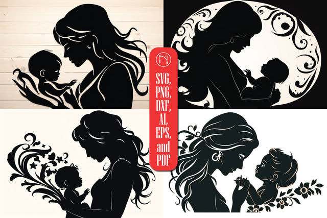 Mother and Baby Silhouette SVG Bundle SVG MD JOYNAL ABDIN 