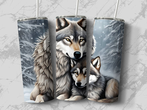 Mother and Baby Wolf Tumbler wrap Sublimation Luvleigh Digitals 