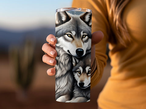 Mother and Baby Wolf Tumbler wrap Sublimation Luvleigh Digitals 