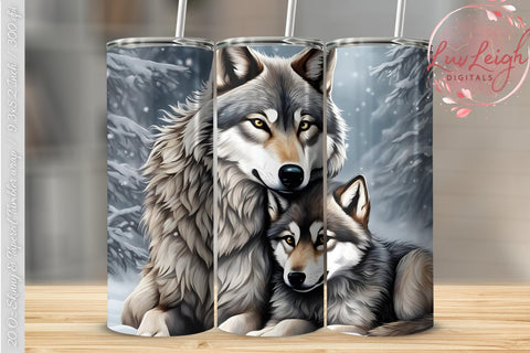 Mother and Baby Wolf Tumbler wrap Sublimation Luvleigh Digitals 