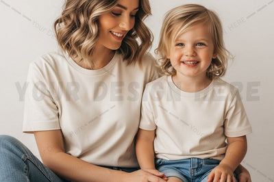Mother and child matching t-shirt mockup Mock Up Photo Regulrcrative 