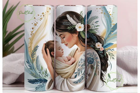 Mother and Child Tumbler Wrap Sublimation PixelChick 