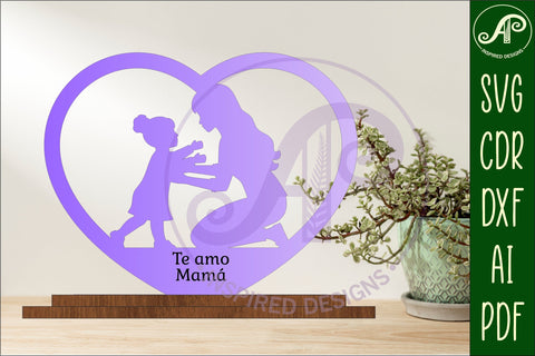 Mother and daughter heart stand. laser cut digital vector SVG APInspireddesigns 