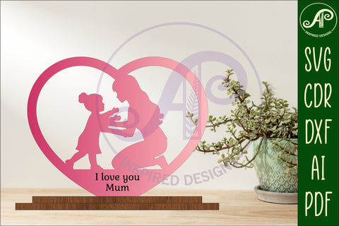 Mother and daughter heart stand. laser cut digital vector SVG APInspireddesigns 