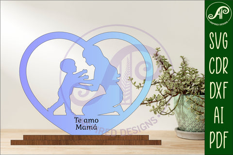 Mother and son heart stand. laser cut digital vector SVG APInspireddesigns 