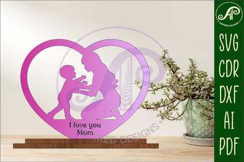 Mother and son heart stand. laser cut digital vector SVG APInspireddesigns 