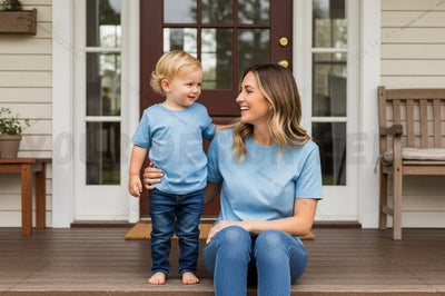 Mother and son matching t-shirt mockup design Mock Up Photo Regulrcrative 