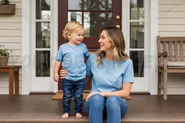 Mother and son matching t-shirt mockup design Mock Up Photo Regulrcrative 