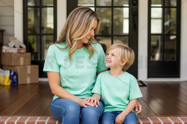 Mother and son matching t-shirt set Mock Up Photo Regulrcrative 