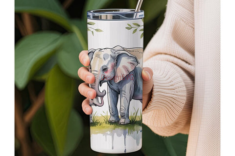 Mother & Baby Elephant Tumbler Wrap Sublimation DesignSVG 