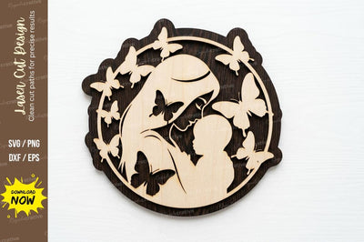 Mother Baby Moon Art laser cut svg File SVG Regulrcrative 