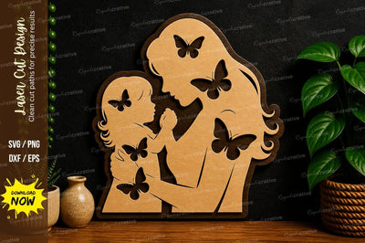 Mother Child Butterfly Art laser cut svg File SVG Regulrcrative 