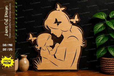 Mother Child Love Silhouette laser cut svg File SVG Regulrcrative 