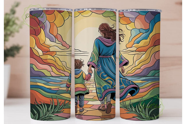 Mother & Child Stained Glass Tumbler Sublimation PixelChick 