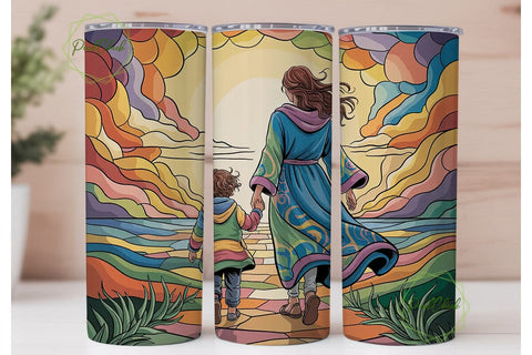Mother & Child Stained Glass Tumbler Sublimation PixelChick 
