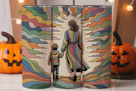 Mother & Child Stained Glass Tumbler Sublimation PixelChick 