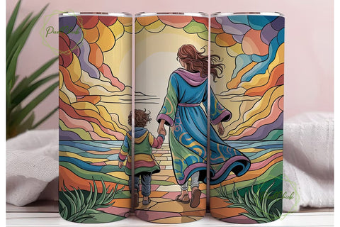 Mother & Child Stained Glass Tumbler Sublimation PixelChick 